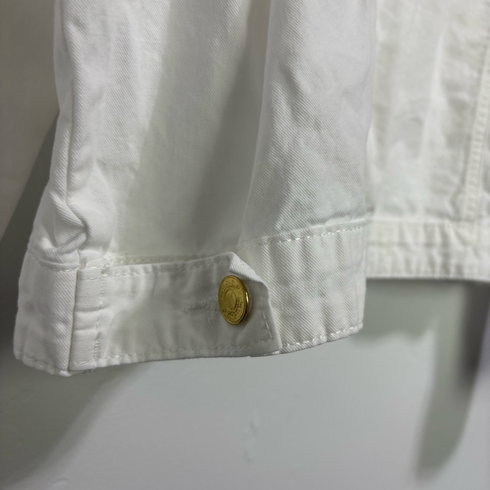 Mudpie White Cropped Boxy Women Jacket Blazer Lightweight XL Button Front - Picture 6 of 11